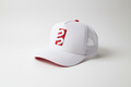 White Trucker Cap with Red Details | 3D Embroidered Logo | Stylacho