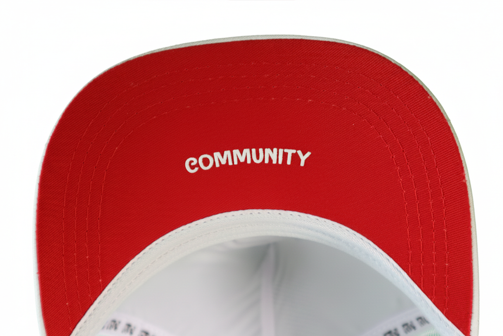 White Trucker Cap with Red Details | 3D Embroidered Logo | Stylacho